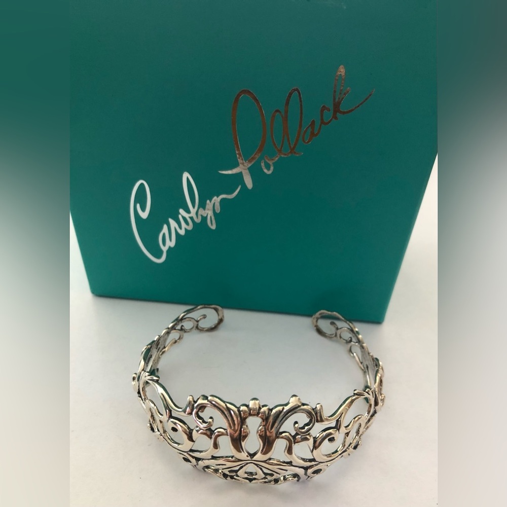 CAROLYN POLLACK Sterling Intricate Cuff Bracelet  w/ Box